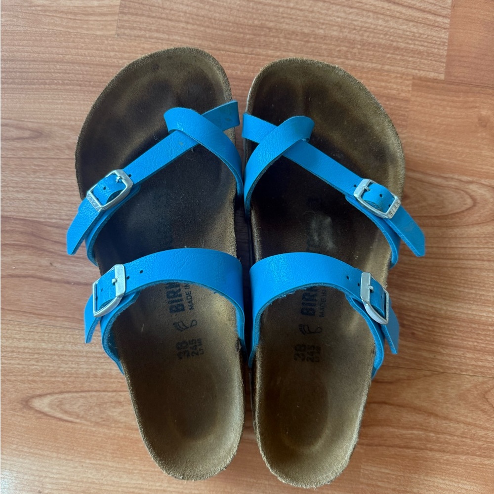 Birkenstock Turquoise Suede Footbed Sandals